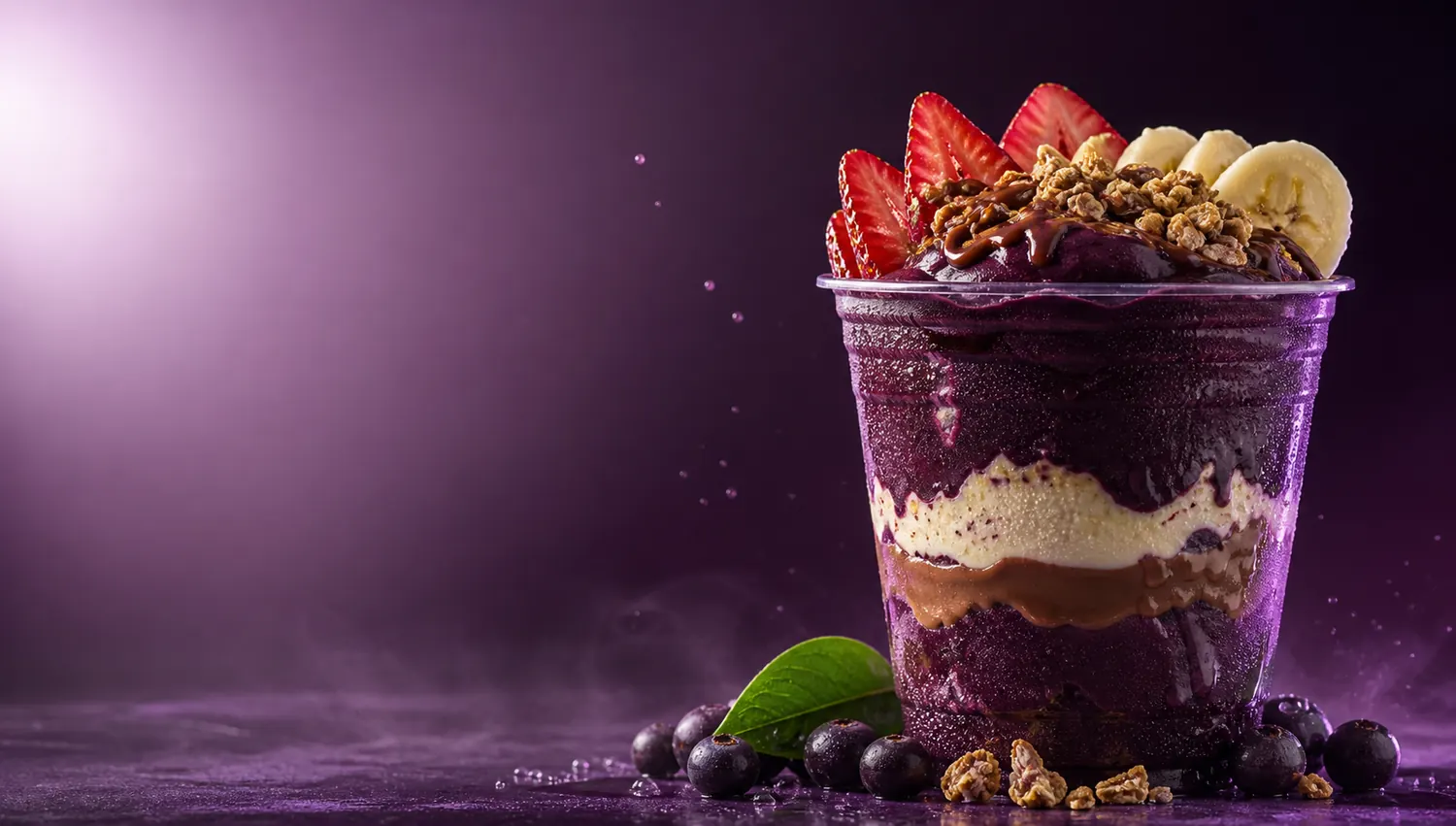 Açaí cremoso com frutas frescas e granola